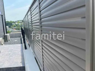 アルミ形材 フェンス LIXIL AB YL3型 横ルーバー3 2段柱 60角 上段のみ 目隠し