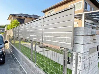 アルミ形材 フェンス LIXIL AB YL2型 横ルーバー2 2段柱 60角 上段のみ 目隠し