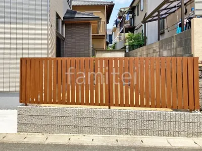 アルミ形材 フェンス YKKAP 木製調ルシアスH01型 たて板格子 目隠し 木調・ラティス ブロック塀 （化粧ブロック） ユニソン リブスプリットn 