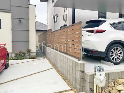 アルミ形材 フェンス LIXIL 木製調AB YS3型 横スリット3 目隠し 木調・ラティス ブロック塀 (化粧ブロック) ユニソン リゲル