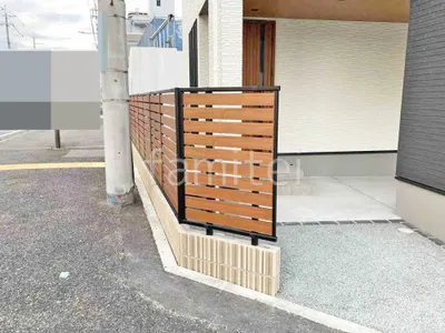 アルミ形材 フェンス YKKAP 木製調ルシアスYS3F型 横スリット 目隠し 木調・ラティス ブロック塀 (化粧ブロック) ユニソン アルタ