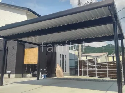 カーポート２台(ワイド) ツイン YKKAP ジーポートPro 積雪50cm対応 フラット屋根 折板屋根