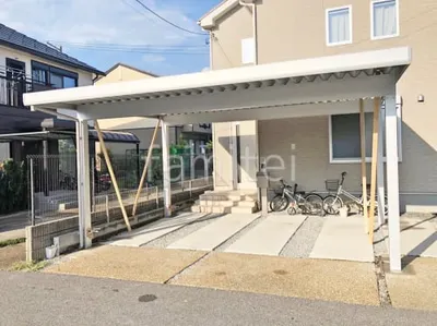 カーポート２台(ワイド) ツイン YKKAP ジーポートPro 積雪100cm対応 フラット屋根 折板屋根