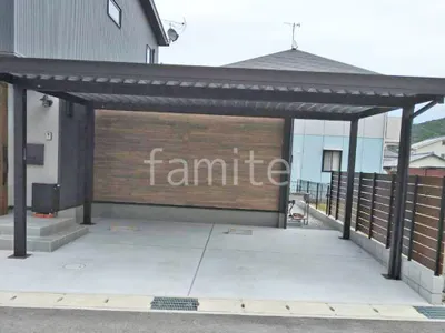 カーポート２台(ワイド) ツイン YKKAP ジーポートPro 積雪30cm対応 フラット屋根 折板屋根