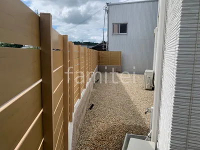 犬走り 錆砂利敷き 防草シート加工