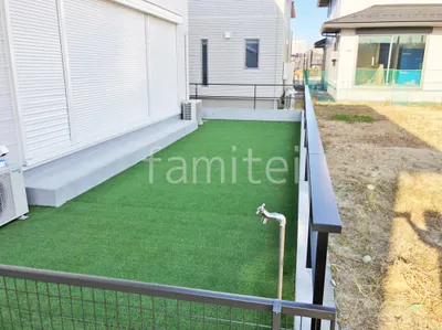 お庭 人工芝 メモリーターフ 防草シート加工