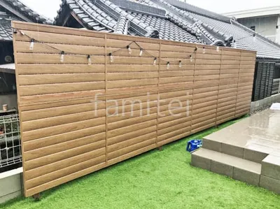 アルミ形材 フェンス LIXIL 木製調AA YL1型 横ルーバー アルミ多段柱 目隠し 木調・ラティス