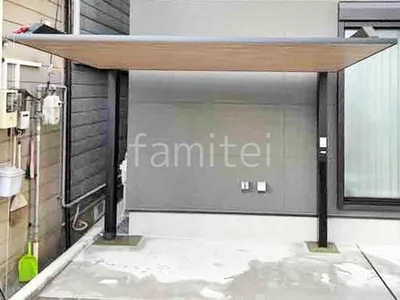 サイクルポート 自転車バイク屋根 LIXIL 木製調 カーポートSC フラット屋根 吊り下げ屋根