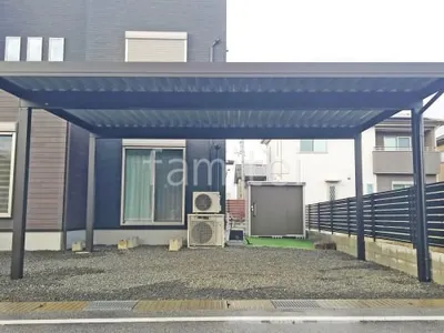 カーポート２台(ワイド) ツイン YKKAP ジーポートPro 積雪50cm対応 フラット屋根 折板屋根