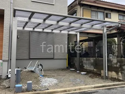 カーポート２台(ワイド) ツイン YKKAP エフルージュ FIRST フラット屋根