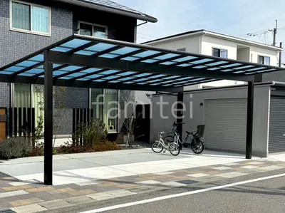 カーポート３台 （横ワイド トリプル） YKKAP エフルージュ FIRST フラット屋根