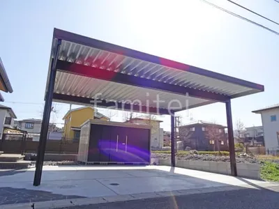 カーポート2台(ワイド) ツイン YKKAP 木製調 ジーポートPro 積雪50cm対応 フラット屋根 折板屋根