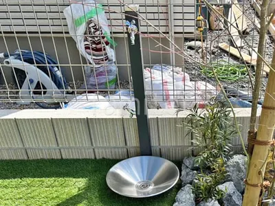 立水栓 ユニソン スプレスタンド60 蛇口2個 水受け(パン) シャインポット