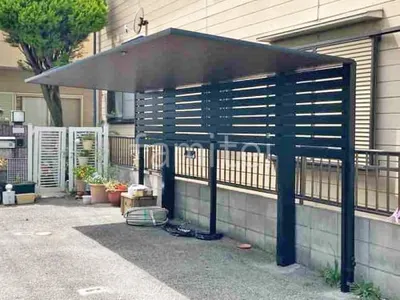 サイクルポート 自転車バイク屋根 LIXIL 木製調 カーポートSC フラット屋根 吊り下げ屋根