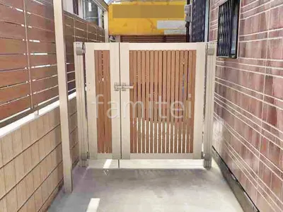 親子両開き 門扉 YKKAP 木製調 ルシアスTS1型 たてスリット 