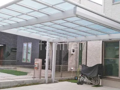 カーポート２台(ワイド) ツイン YKKAP エフルージュFIRST EX フラット屋根 後ろ柱