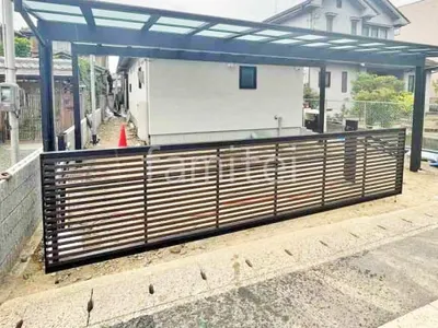 ２台ワイド 跳ね上げ門扉ゲート  LIXIL 木製調オーバードアS3型 