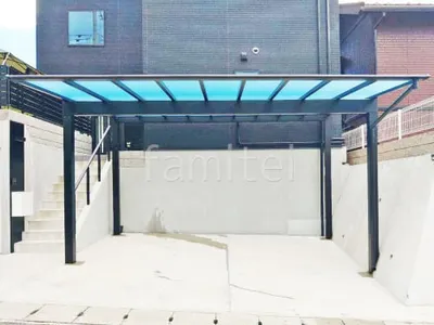 カーポート２台(ワイド) ツイン 三協アルミ スカイリード 奥行勾配 両側支持 フラット屋根