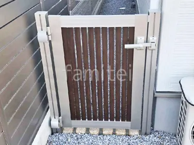 片開き 門扉 YKKAP 木製調 ルシアスTS1型 たてスリット 