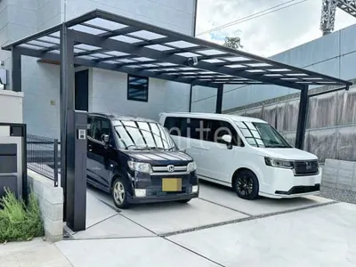 カーポート２台(ワイド) ツイン YKKAP エフルージュ FIRST フラット屋根