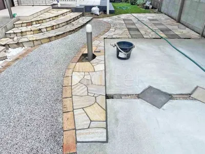 床石貼り 乱形石 石英岩