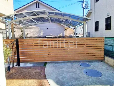 ２台ワイド 跳ね上げ門扉ゲート  LIXIL 木製調オーバードアS5型 