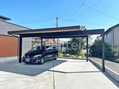 カーポート２台(ワイド) ツイン YKKAP 木製調 ジーポートPro 積雪30cm対応 フラット屋根 折板屋根