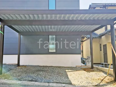 カーポート２台(ワイド) ツイン YKKAP ジーポートPro 積雪50cm対応 フラット屋根 折板屋根