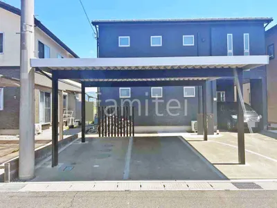 カーポート２台(ワイド) ツイン YKKAP ジーポートPro 積雪50cm対応 フラット屋根 折板屋根