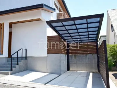 カーポート１台 （単棟） 四国化成 マイポートＮｅｘｔ フラット屋根 後ろ柱