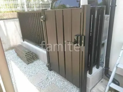 片開き 門扉 YKKAP 木製調 ルシアスTS4型 たてスリット 