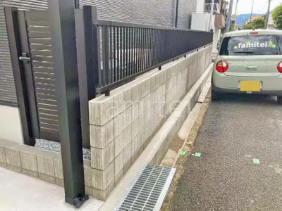 アルミ形材 フェンス YKKAP シンプレオTB5型  たて格子  ブロック塀 （化粧ブロック） ユニソン エリダ 