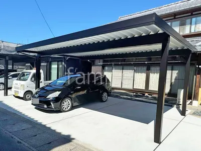 カーポート２台(ワイド) ツイン YKKAP ジーポートPro 積雪50cm対応 フラット屋根 折板屋根