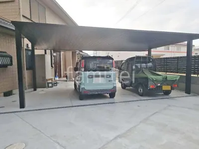 カーポート３台 （横ワイド トリプル） 三協アルミ FII フラット屋根 吊り下げ屋根