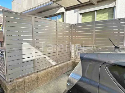 アルミ形材 フェンス LIXIL AB YS3型 横スリット3 2段柱 60角 目隠し