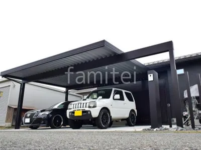 カーポート２台(ワイド) ツイン YKKAP ジーポートPro 積雪50cm対応 フラット屋根 折板屋根