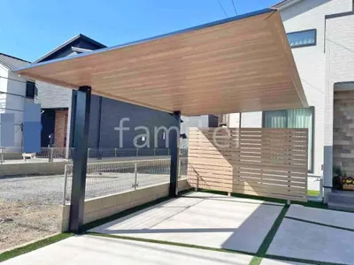 カーポート１台 （単棟） 三協アルミ 木製調 FII フラット屋根 吊り下げ屋根