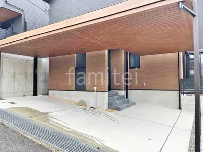 カーポート３台 （横ワイド トリプル） 三協アルミ 木製調Uスタイル アゼスト プレミアムタイプ 吊下 フラット屋根 吊り下げ屋根