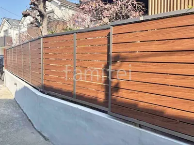 アルミ形材 フェンス LIXIL 木製調AB YS3型 横スリット3 目隠し 木調・ラティス