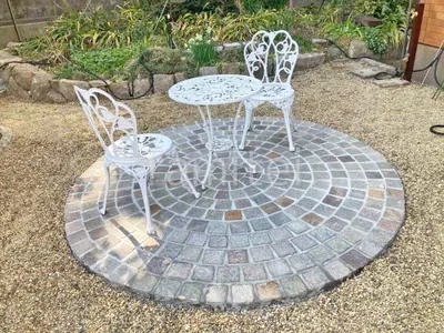 床石貼り ユーロ・ボルフィードキューブ 方形石 円形張り