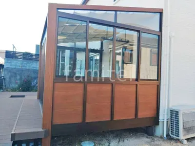 引き戸 樹脂デッキ サンルーム（テラス囲い） YKKAP 木製調 ソラリアF フラット屋根