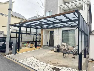 カーポート２台(ワイド) ツイン 四国化成 木製調 スマートポートＲ フラット屋根