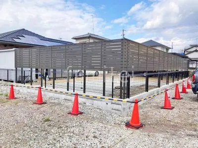 アルミ形材 フェンス LIXIL AB YS3型 横スリット3 2段柱 60角 上段のみ 目隠し