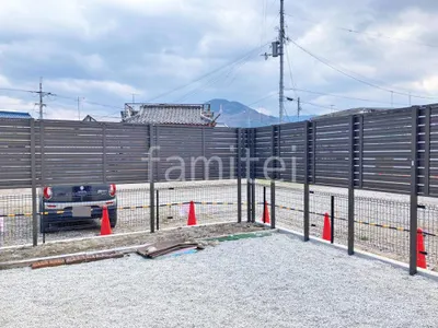 アルミ形材 フェンス LIXIL AB YS3型 横スリット3 2段柱 60角 上段のみ 目隠し