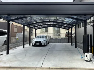 カーポート２台(ワイド) ツイン 縦連棟 YKKAP アリュース アール屋根 連結