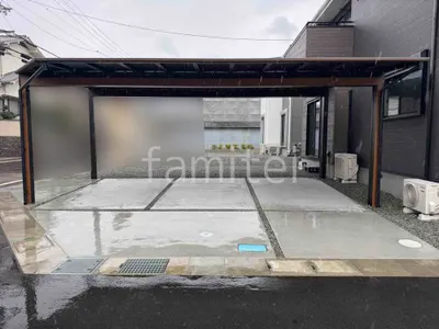 カーポート３台 （横ワイド トリプル） YKKAP 木製調 エフルージュ FIRST フラット屋根