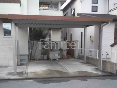 カーポート２台(ワイド) ツイン YKKAP 木製調 ジーポートPro 積雪30cm対応 フラット屋根 折板屋根