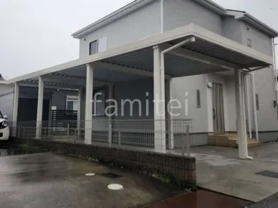 カーポート２台(縦) 連棟 YKKAP ジーポートPro 積雪100cm対応 フラット屋根 折板屋根