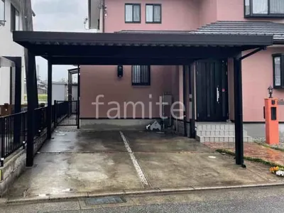 カーポート２台(ワイド) ツイン YKKAP ジーポートPro 積雪50cm対応 フラット屋根 折板屋根