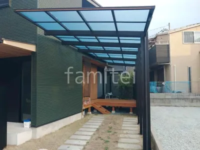 カーポート２台(縦) 連棟 YKKAP 木製調 エフルージュ FIRST フラット屋根